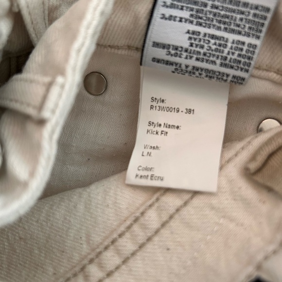 R13 Kick Fit Jeans. Ecru size 27 - Picture 6 of 6